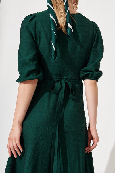 Acacia Wrap Midi Dress in Emerald Green – St Frock